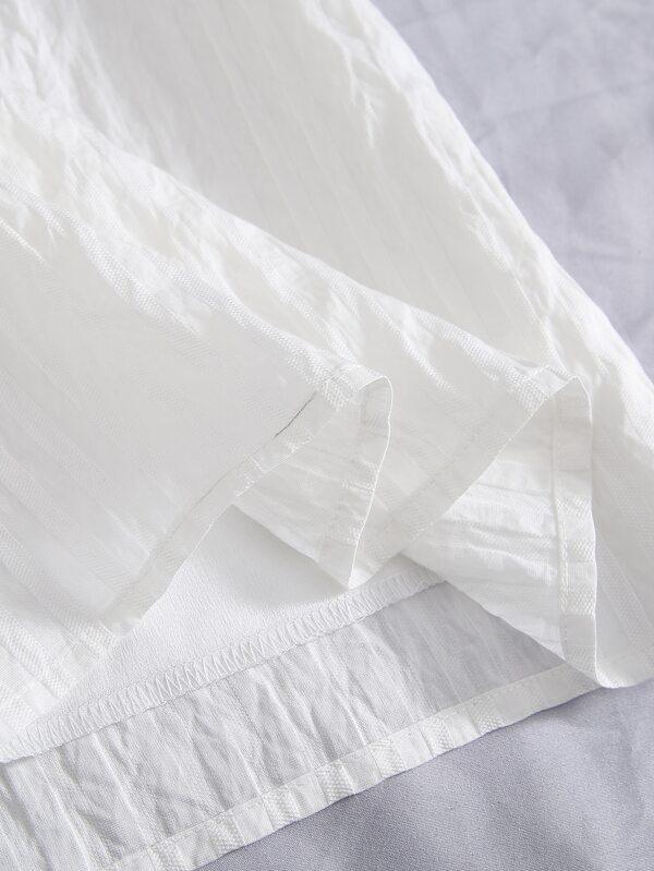 Frill Trim Tie Front Crinkle Dress - LuckyFash™