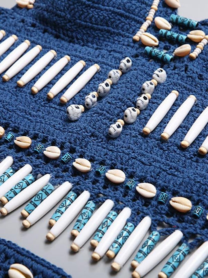 Fringe Halter Crochet Triangle Bikini Two Piece Swimsuit - LuckyFash™