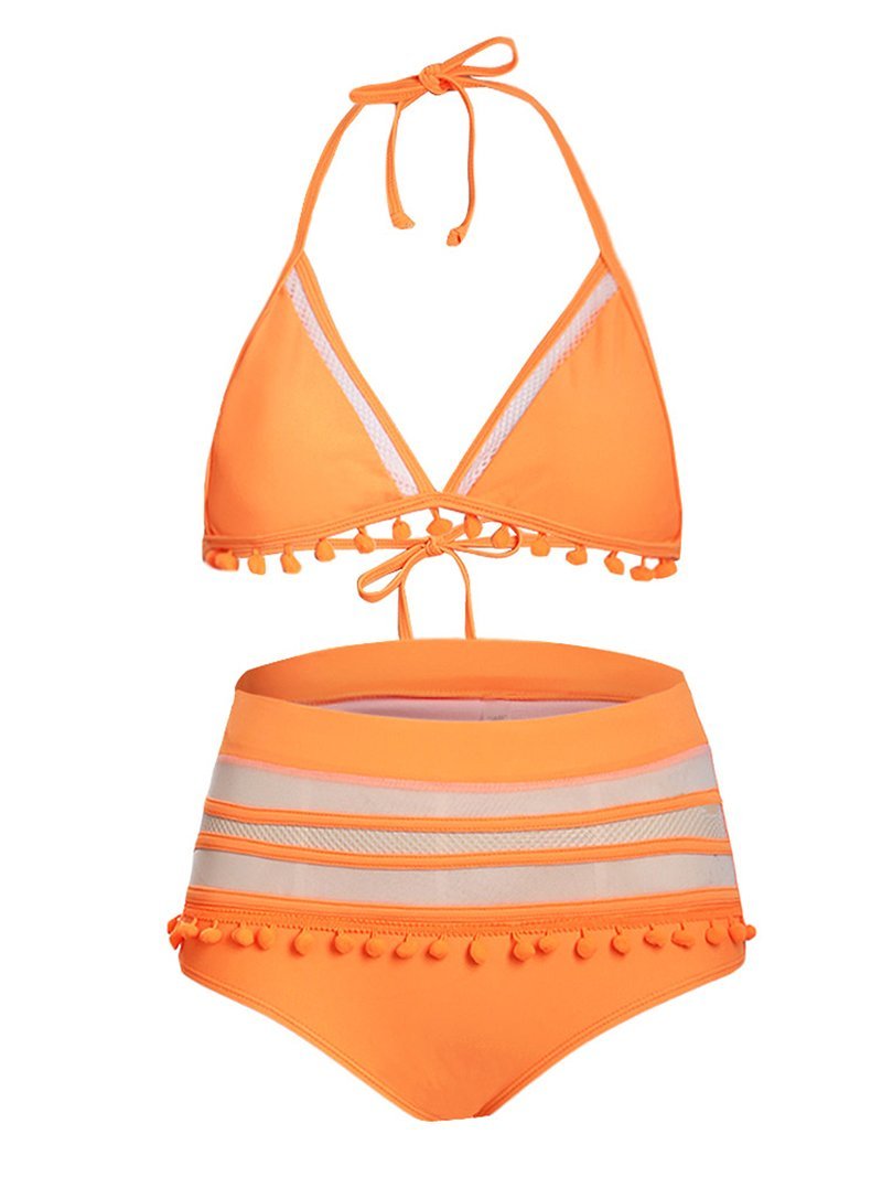 Fringed Cutout High Waist Split Bikini - LuckyFash™
