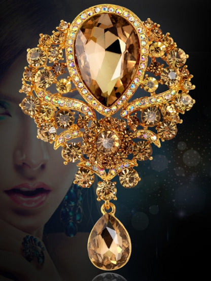 Women's Brooches Pear Cut Solitaire Party Ladies Luxury Work Fashion Crystal Cubic Zirconia Rhinestone Brooch Jewelry Purple Blue Gold For Party Wedding Special Occasion Anniversary Birthday Gift - LuckyFash™