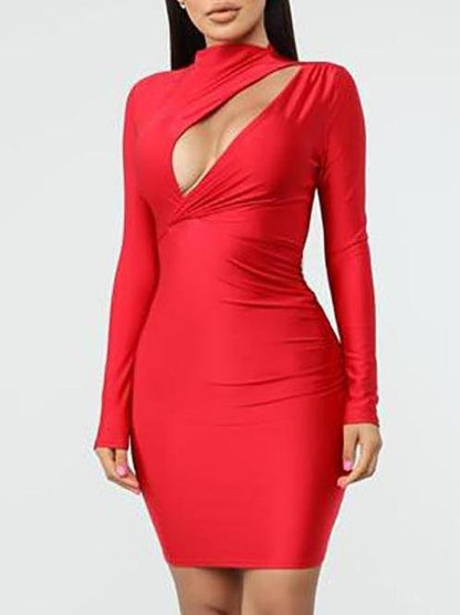 Front Cutout Slim Cocktail Party Mini Dress - LuckyFash™