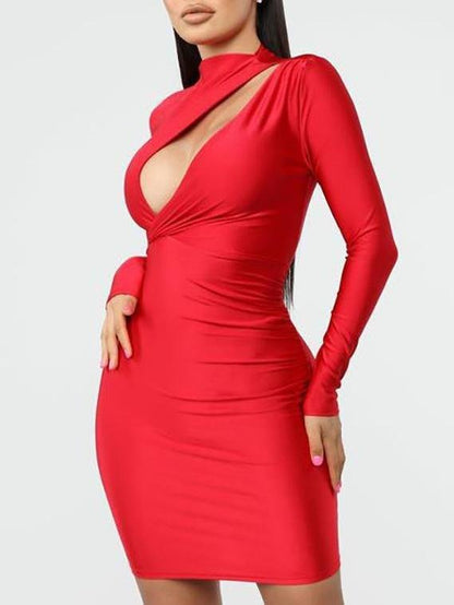 Front Cutout Slim Cocktail Party Mini Dress - LuckyFash™