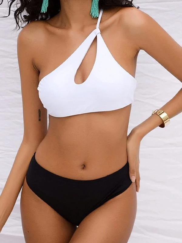 Front One-shoulder Sports Cutout Bikini Two-piece Swimsuit - LuckyFash™
