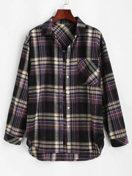 Front Pocket Plaid Tartan Flannel Shirt - LuckyFash™
