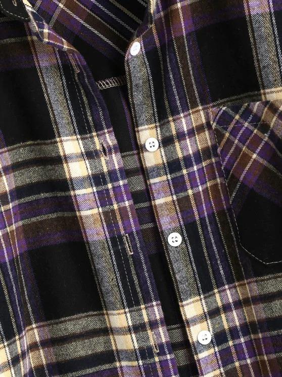 Front Pocket Plaid Tartan Flannel Shirt - LuckyFash™