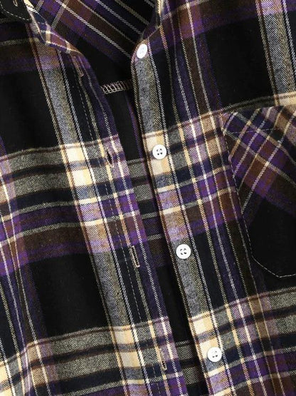 Front Pocket Plaid Tartan Flannel Shirt - LuckyFash™