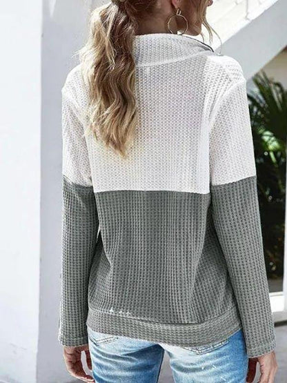 Front Pocket Quarter Zip Two Tone Knitwear - LuckyFash™