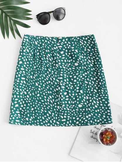 Front Slit Dalmatians Print Mini Skirt - LuckyFash™