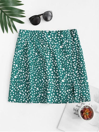 Front Slit Dalmatians Print Mini Skirt - LuckyFash™