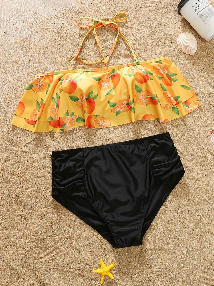 Fruit Print Halter Strappy Two Piece Swimsuit - LuckyFash™