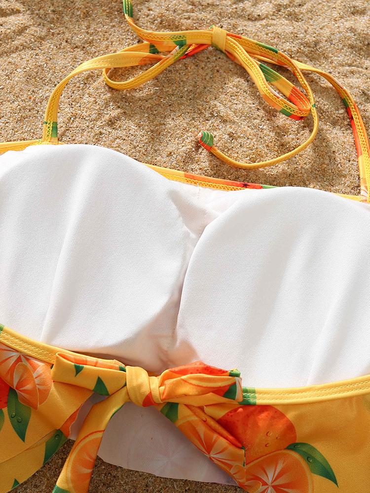 Fruit Print Halter Strappy Two Piece Swimsuit - LuckyFash™