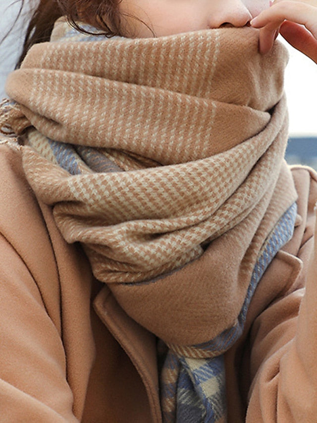 Women's Women's Shawls & Wraps Outdoor Dailywear Holiday Camel Blue Pink Scarf Plaid - LuckyFash™