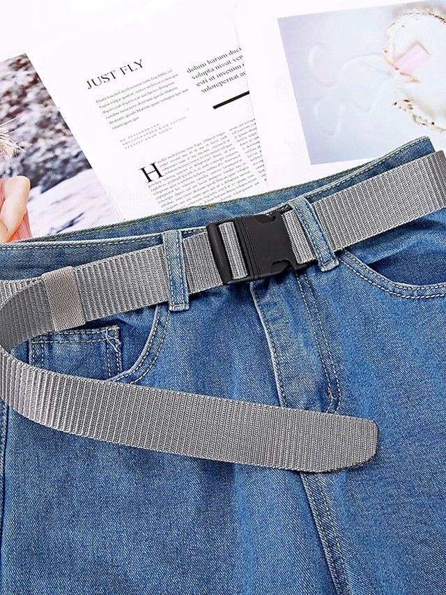 Men's Women's Web Belt Canvas Plastic Buckle Plain Classic Casual Work Daily Black Blue Green Coffee - LuckyFash™