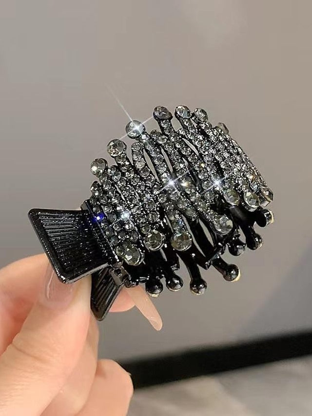 Women's Hair Clip For Daily Classic Crystal Alloy Crown Rhinestone Grabber Pearl Rhinestone Grabber Crown Black Diamond Hair Clip - LuckyFash™