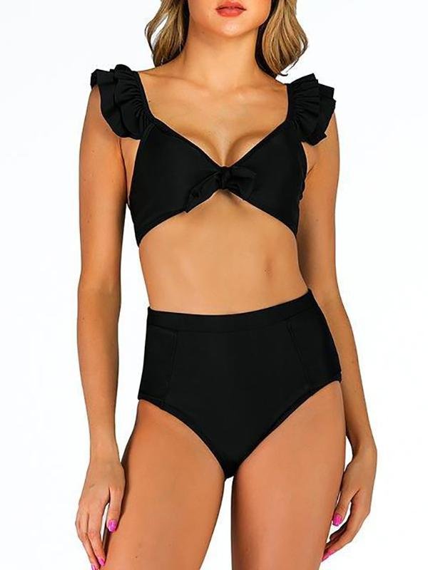 Fuffle Strap Triangle High Waist Flash Swimsuit - LuckyFash™