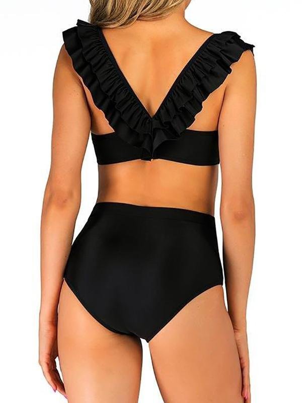 Fuffle Strap Triangle High Waist Flash Swimsuit - LuckyFash™