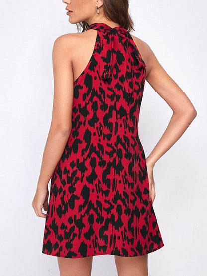 Full Print Tie Sleeveless Backless Dress - LuckyFash™