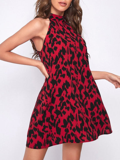 Full Print Tie Sleeveless Backless Dress - LuckyFash™