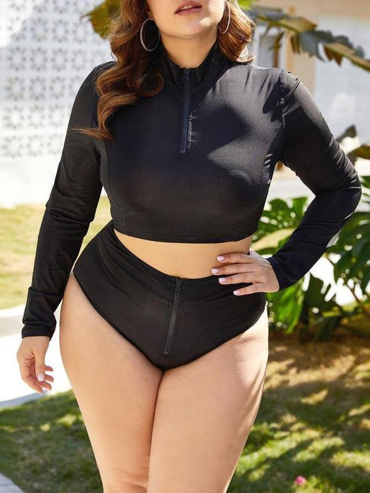 Full Wrap Zipper Wireless Long Sleeve Swimsuit - LuckyFash™