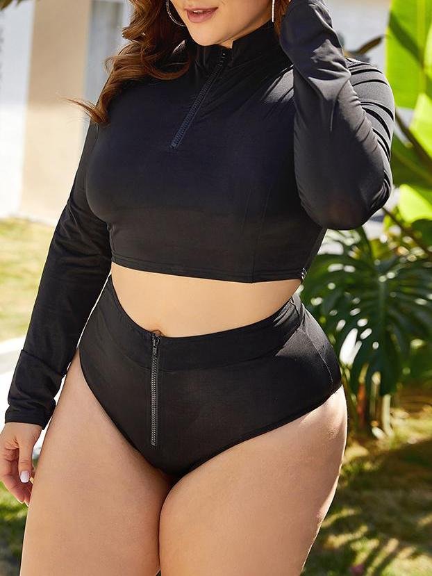 Full Wrap Zipper Wireless Long Sleeve Swimsuit - LuckyFash™