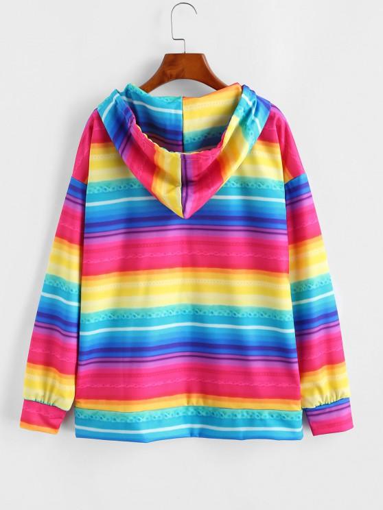 Full Zip Pockets Rainbow Stripes Hoodie - LuckyFash™