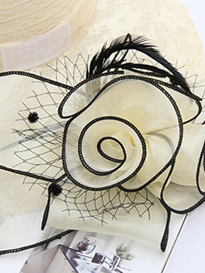 Women's Hat Bucket Hat Sun Hat Black And White Black Pink Party Outdoor Dailywear Floral Floral Portable Windproof Comfort - LuckyFash™