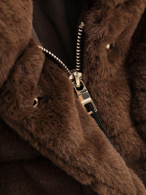 Funnel Neck Fuzzy Coat - LuckyFash™