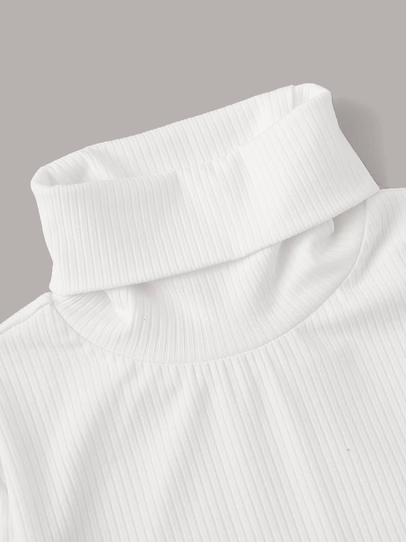 Funnel Neck Rib-knit Tee - LuckyFash™