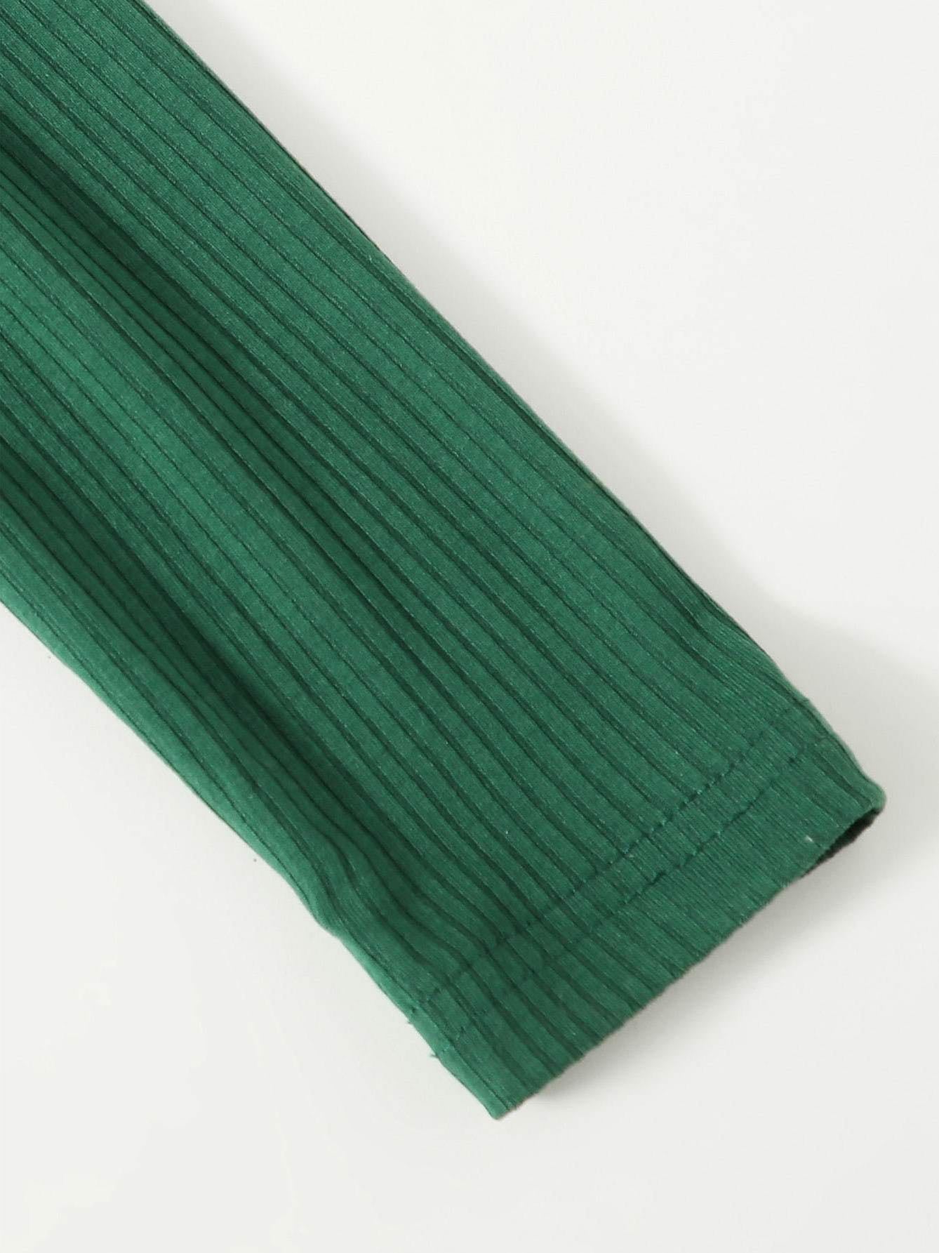 Funnel Neck Rib-knit Tee - LuckyFash™