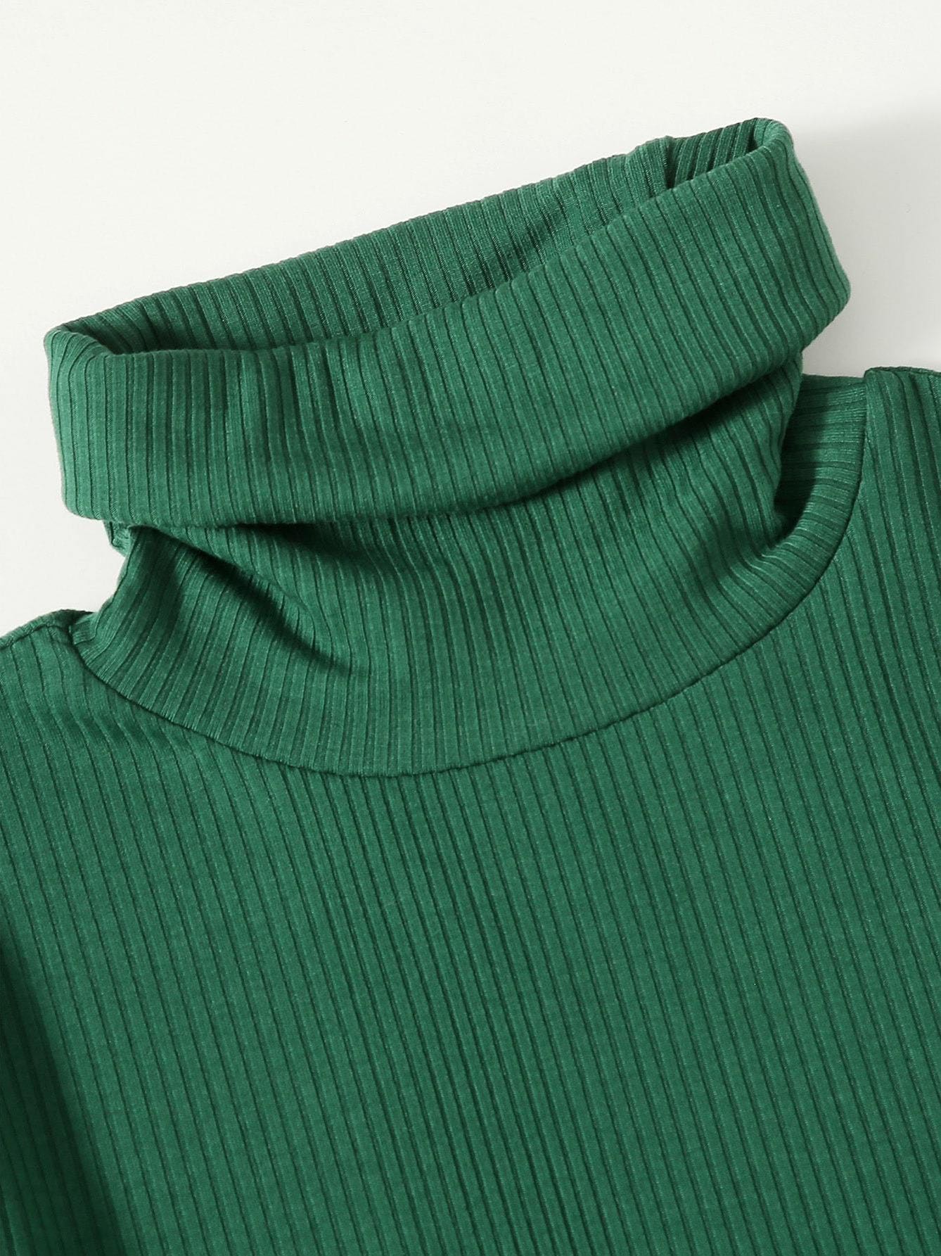 Funnel Neck Rib-knit Tee - LuckyFash™
