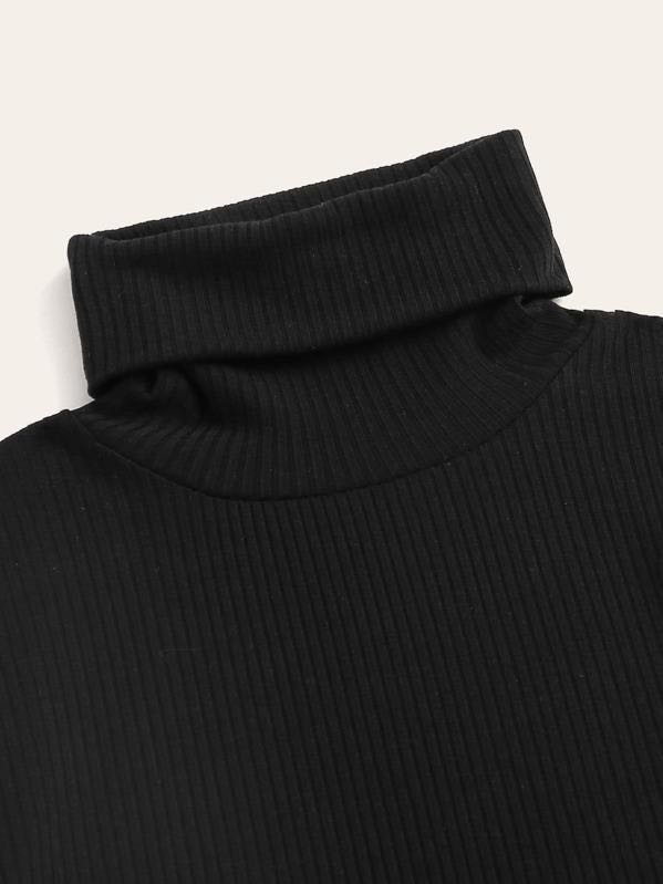 Funnel Neck Rib-knit Tee - LuckyFash™