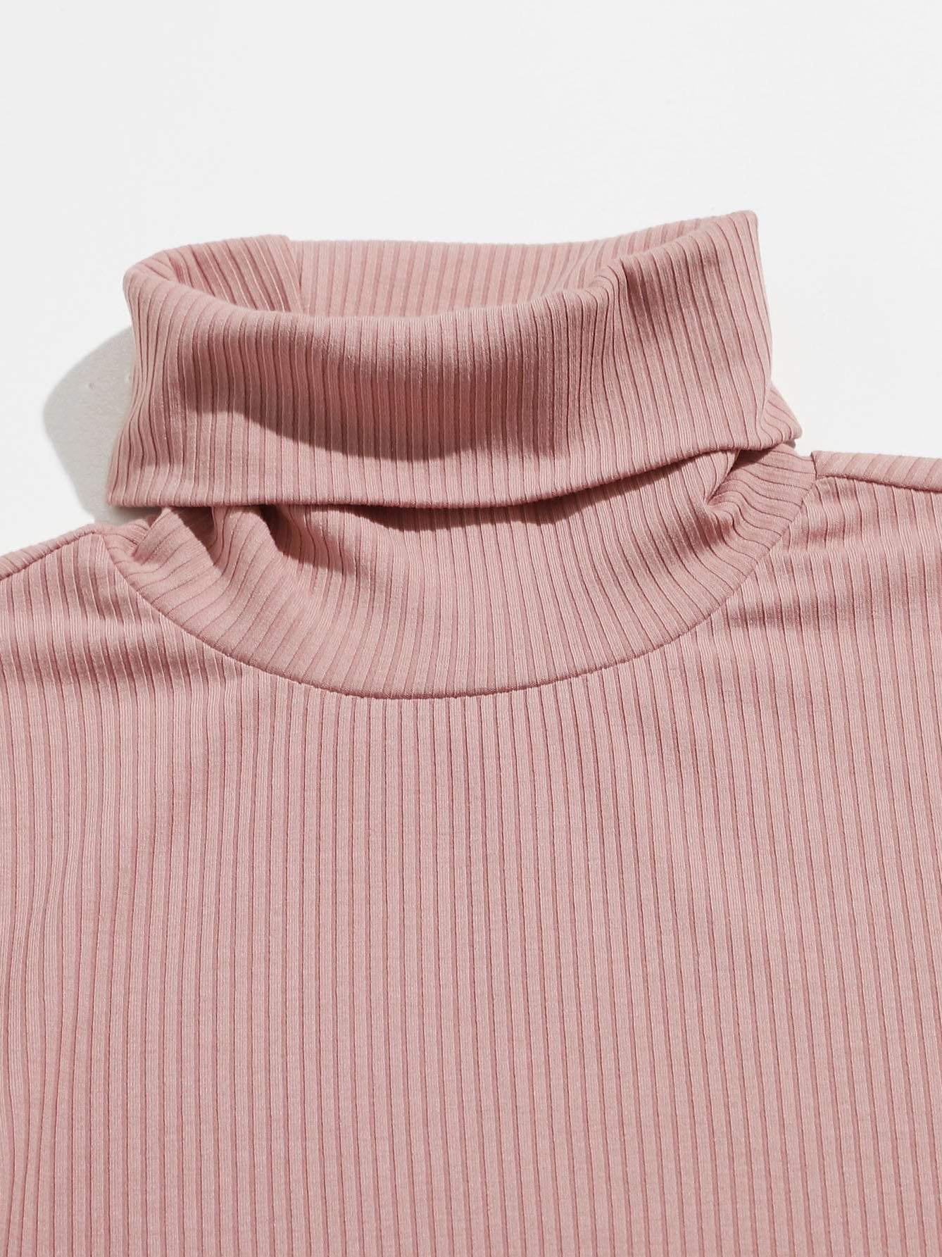 Funnel Neck Rib-knit Tee - LuckyFash™