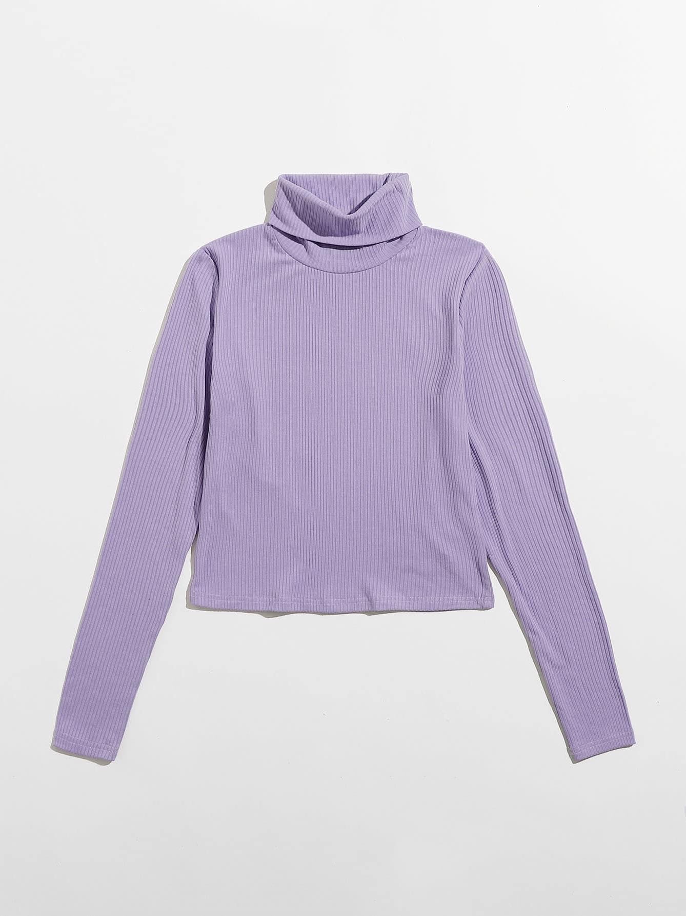 Funnel Neck Rib-knit Tee - LuckyFash™