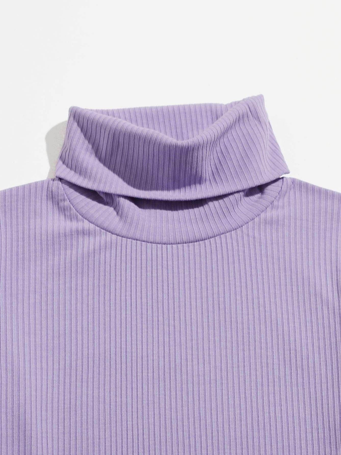 Funnel Neck Rib-knit Tee - LuckyFash™