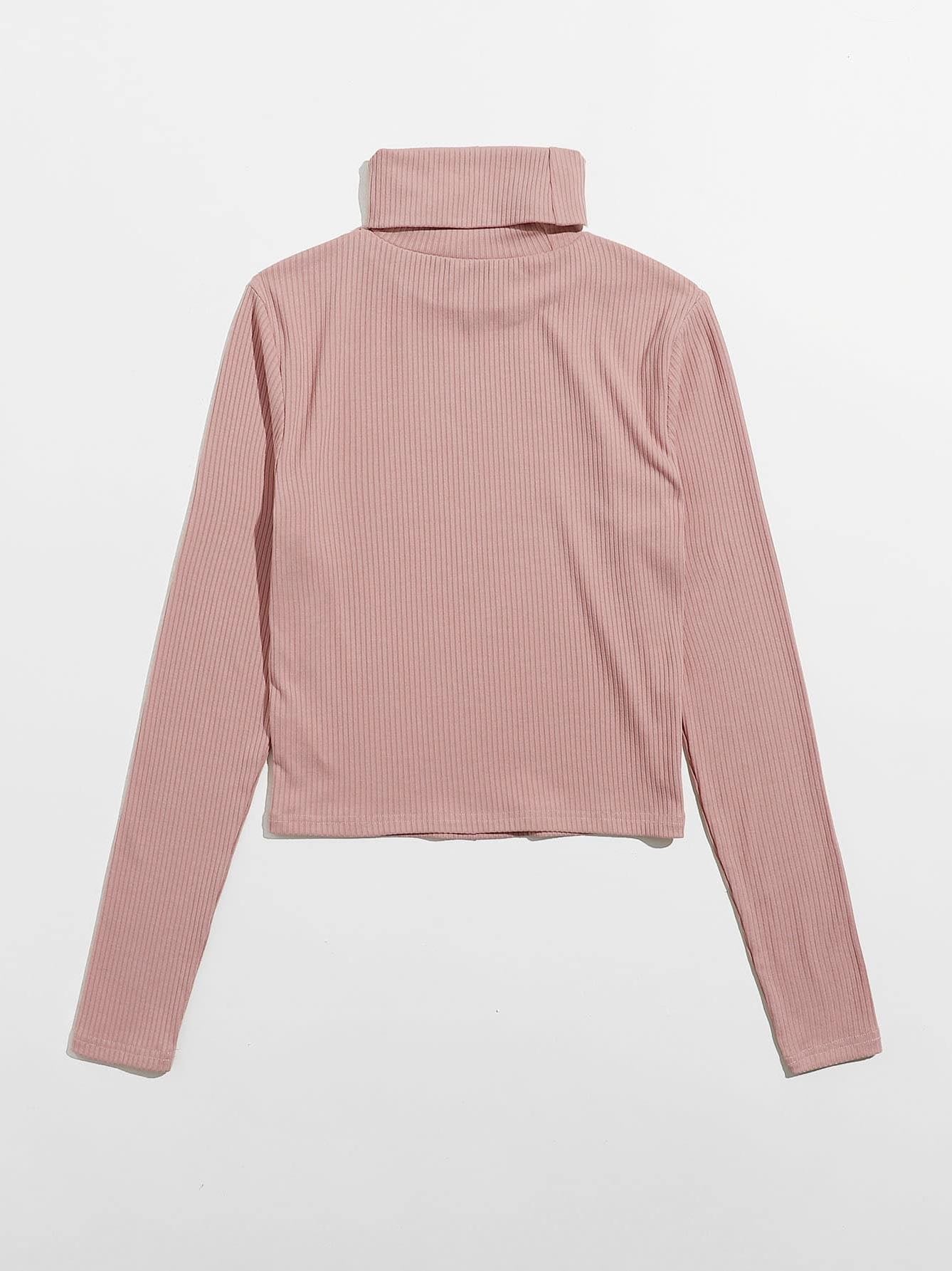 Funnel Neck Rib-knit Tee - LuckyFash™