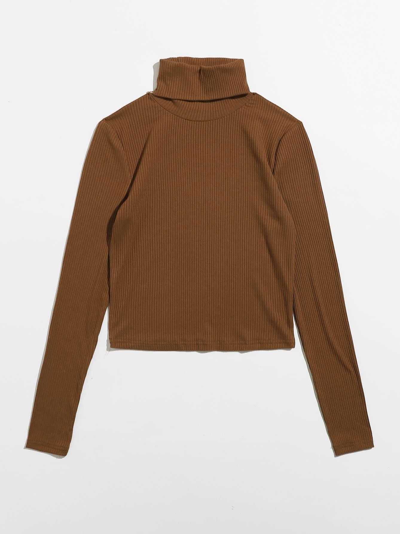 Funnel Neck Rib-knit Tee - LuckyFash™