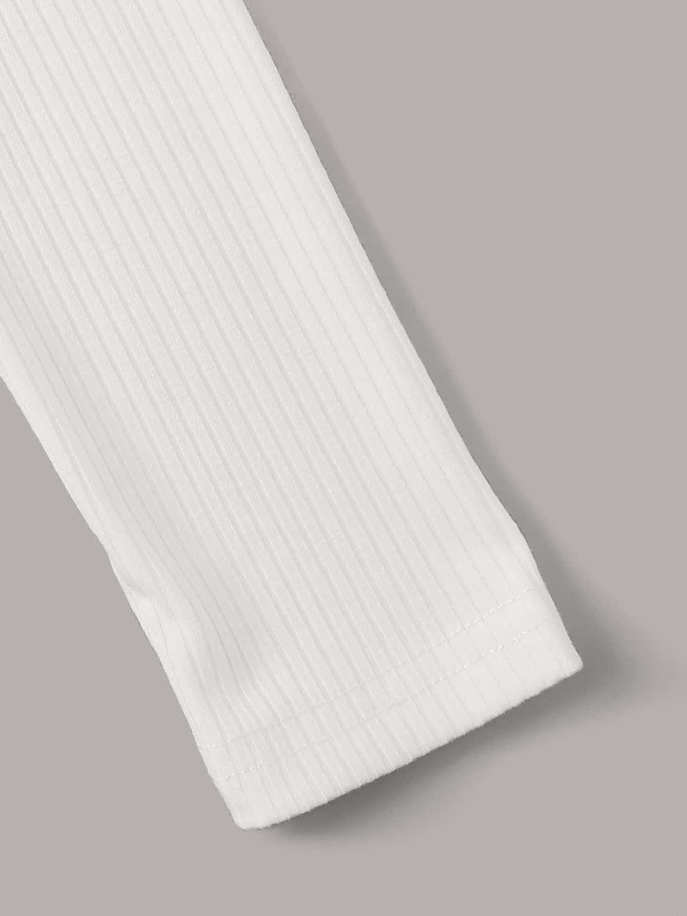 Funnel Neck Rib-knit Tee - LuckyFash™