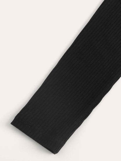 Funnel Neck Rib-knit Tee - LuckyFash™