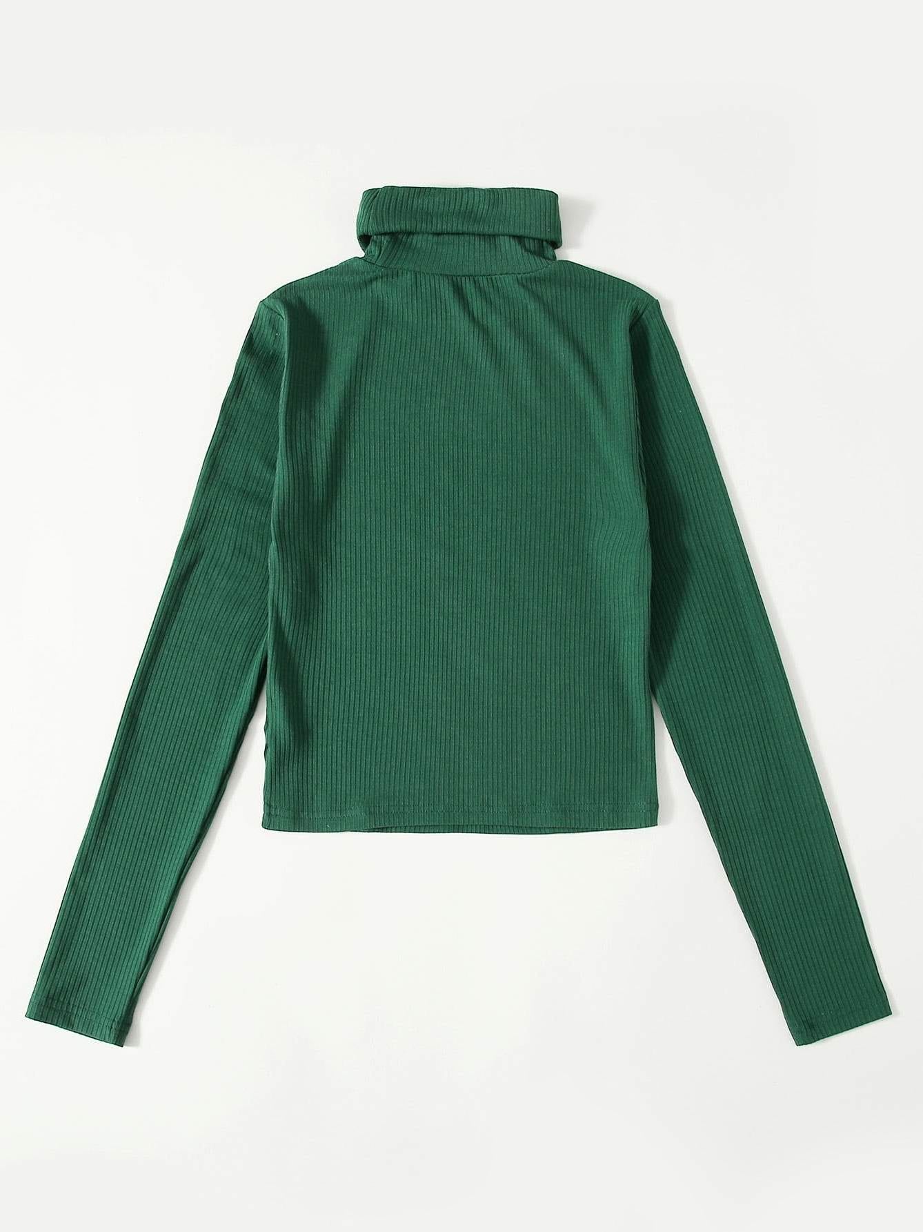 Funnel Neck Rib-knit Tee - LuckyFash™