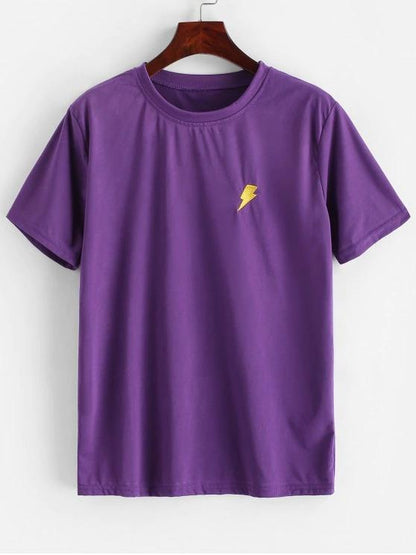 Funny Lightning Sun Cloud Moon Embroidered Tee - LuckyFash™