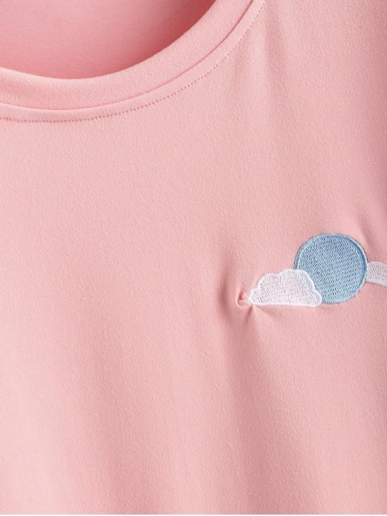 Funny Lightning Sun Cloud Moon Embroidered Tee - LuckyFash™