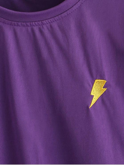 Funny Lightning Sun Cloud Moon Embroidered Tee - LuckyFash™