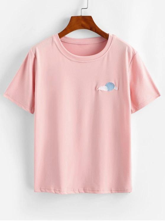 Funny Lightning Sun Cloud Moon Embroidered Tee - LuckyFash™