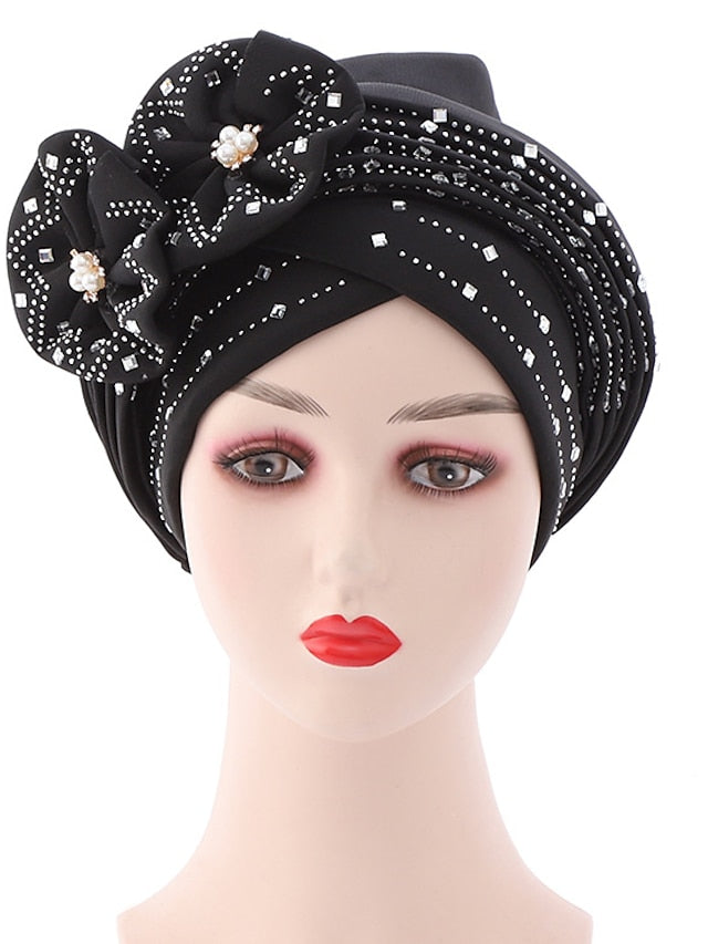 Women's Beanie / Slouchy Party Dailywear Sports Outdoor Beaded Flower Flower Black White Hat Basic Red Fall  Winter - LuckyFash™