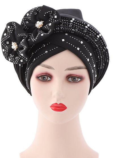 Women's Beanie / Slouchy Party Dailywear Sports Outdoor Beaded Flower Flower Black White Hat Basic Red Fall  Winter - LuckyFash™