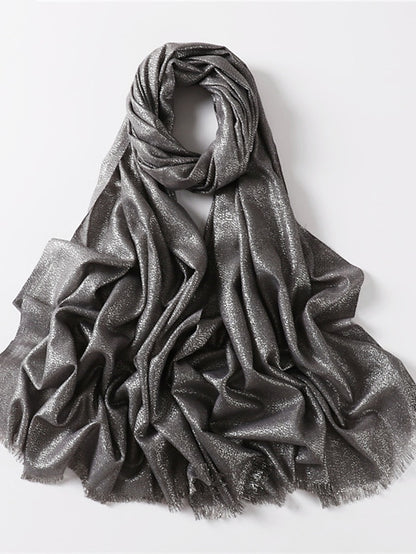 Women's Women's Shawls & Wraps Outdoor Dailywear Holiday Black Brown Purple Scarf Pure Color - LuckyFash™