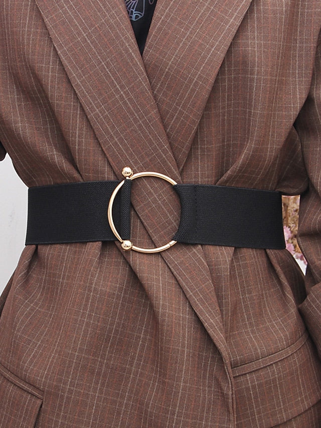 Women's Unisex Wide Belt Canvas Metal Bucke Plain Casual Classic Party Daily Silver Gold - LuckyFash™