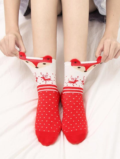 Women's Crew Socks Party Christmas Gift Animal Multi Color Spandex Nylon Cotton Basic Casual Warm Cute 4 Pairs - LuckyFash™