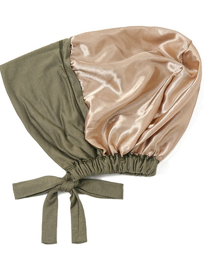 Muslim Satin Hijab Cap Full Cover Inner Hat Islamic Head Wear Stretch Turban Underscarf Bonnet Straps Headband - LuckyFash™