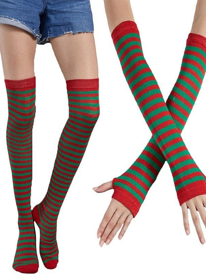 Women's Christmas Stockings Gloves Set Colorful Polyester Cotton Simple 1 Pair - LuckyFash™